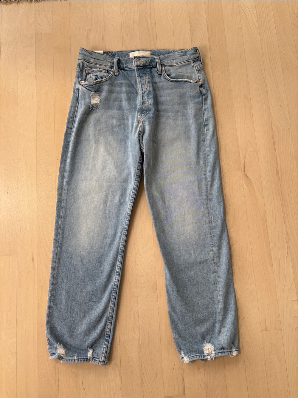 MOTHER The Tomcat Light Wash Boyfriend Jeans